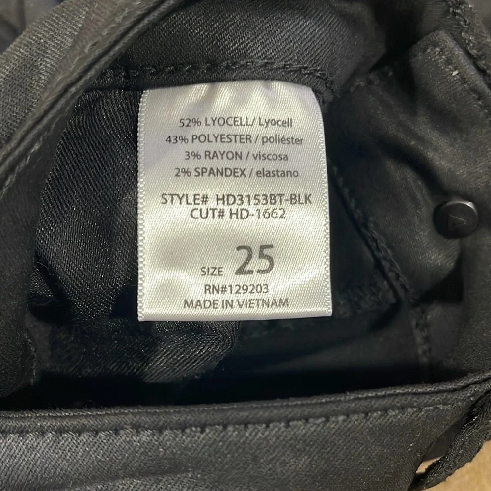 HIDDEN JEANS RYAN BLACK COATED CROPPED BOOTCUT JEANS WITH SIDE SLITS SIZE 25 - Picture 9 of 14